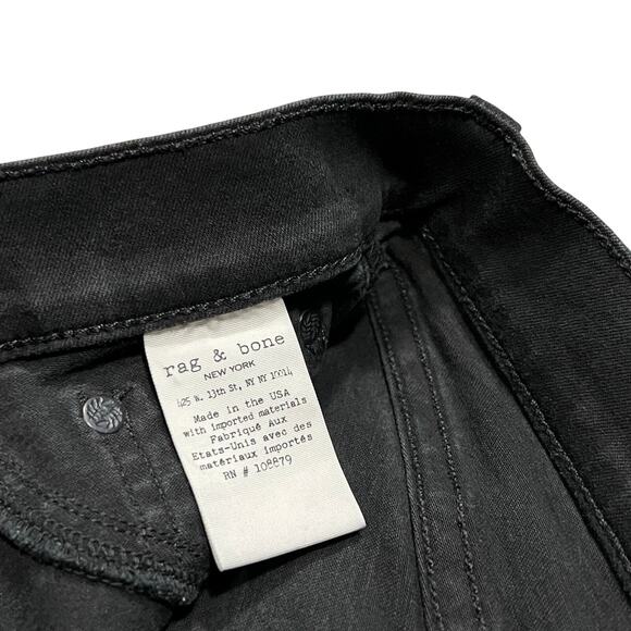 Rag & Bone 10 Inch Skinny Black Stretch Denim Hi Rise Jeans Womens Size 28 30 - Picture 8 of 10